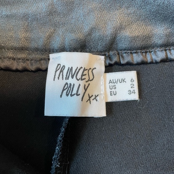 Princess Polly Faux Leather High Waist Split Front Pants Size 2 - Picture 5 of 10